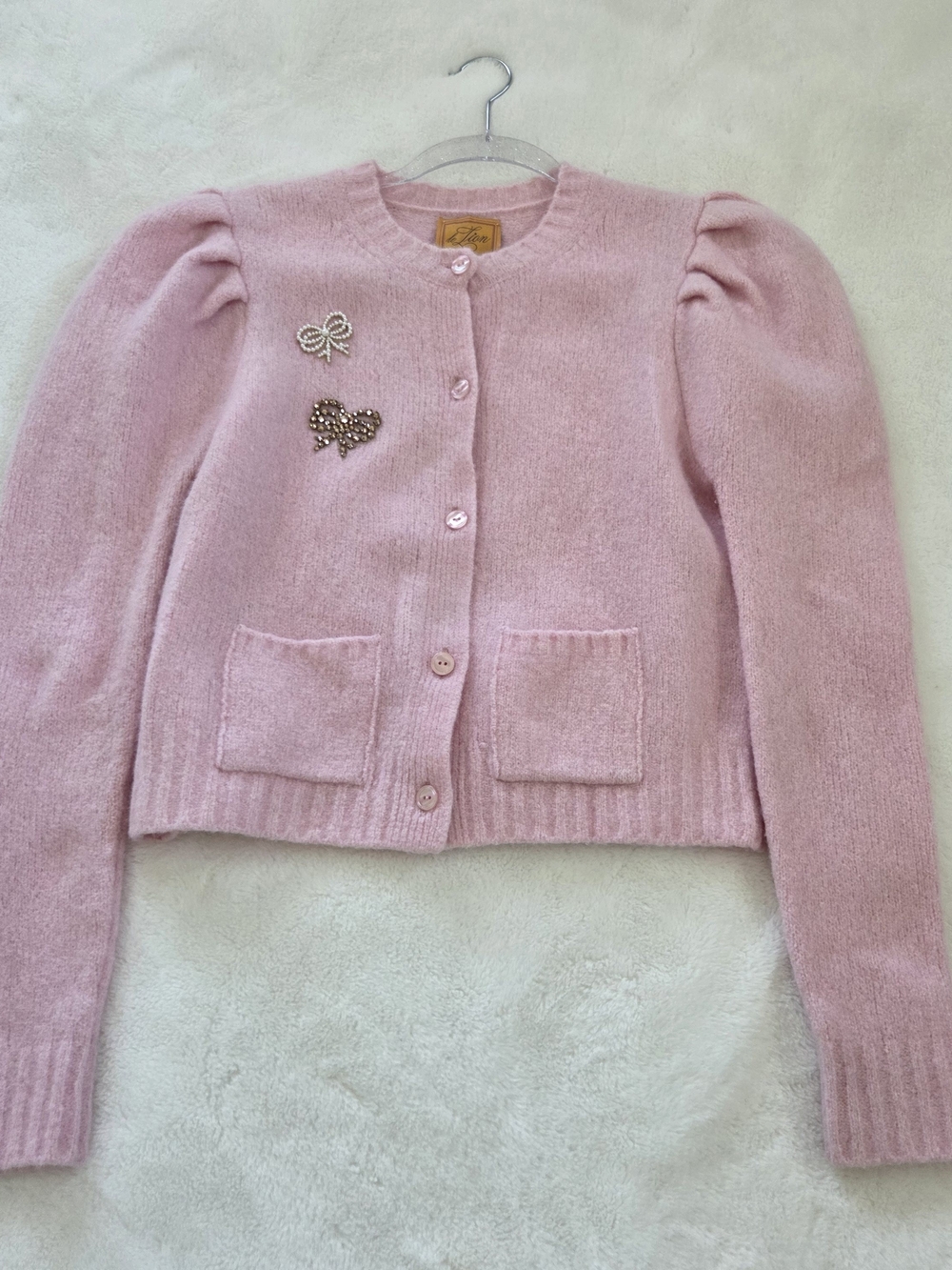 Le Lion Puff Sleeve Laurita Bow Cardigan